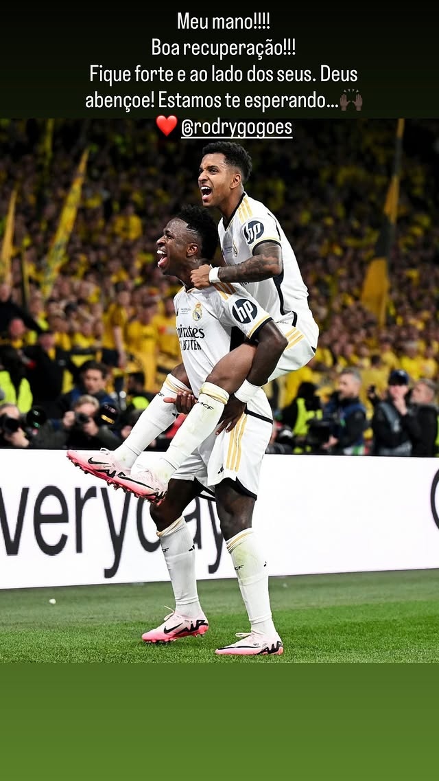 篮球-双料队友,维尼修斯祝福罗德里戈:我们都在等你归来